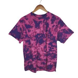 Upcycled Bleached Tie Dye Pink Purple T-Shirt Sz Large